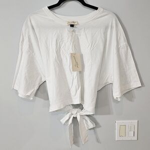 Universal Thread White Crop Blouse with Tie back